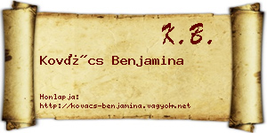 Kovács Benjamina névjegykártya